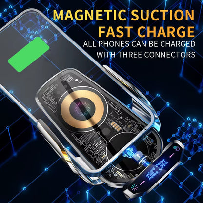 Car Wireless Charger Phone Holder Mount 15W Fast Charging Station for Iphone Samsung Xiaomi Auto Magnetic Wireless Car Chargers