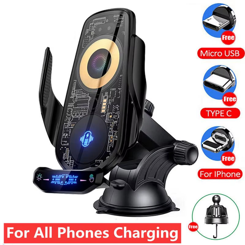 Car Wireless Charger Phone Holder Mount 15W Fast Charging Station for Iphone Samsung Xiaomi Auto Magnetic Wireless Car Chargers